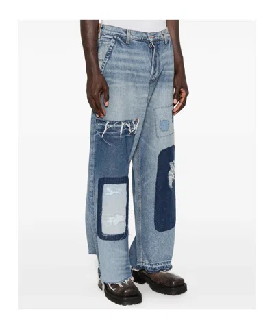 Gallery Dept. Patchwork Distressed Jeans In Blue