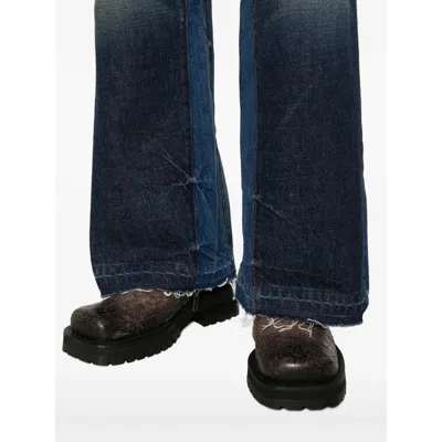 Gallery Dept. Belt-loop Logo-patch Jeans In Blue