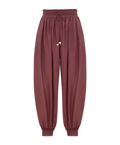 Zimmermann Womens Musk Aster Harem Silk Trousers Xs In Brown