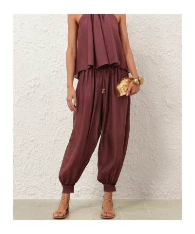 Zimmermann Womens Musk Aster Harem Silk Trousers Xs In Brown