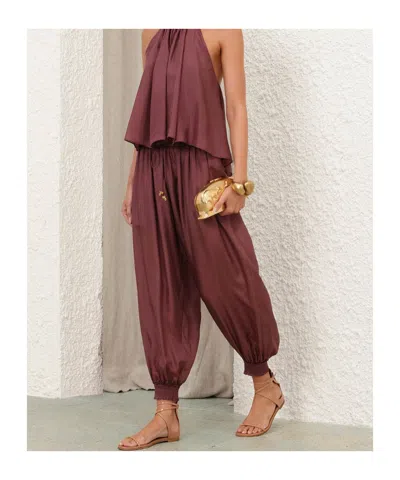 Zimmermann Womens Musk Aster Harem Silk Trousers Xs In Brown