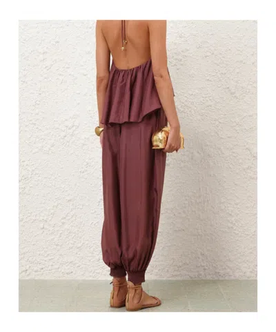 Zimmermann Womens Musk Aster Harem Silk Trousers Xs In Brown