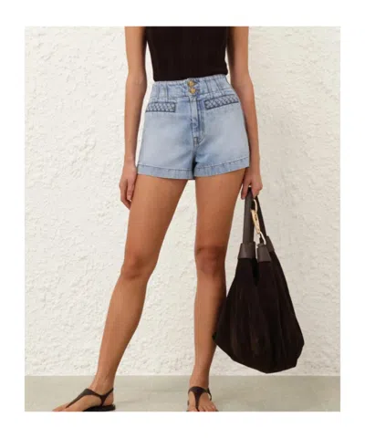 Zimmermann Wanderlust Lightblue Cotton Five-pocket Shorts In Blue