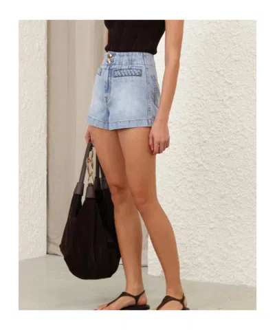Zimmermann Wanderlust Lightblue Cotton Five-pocket Shorts In Blue