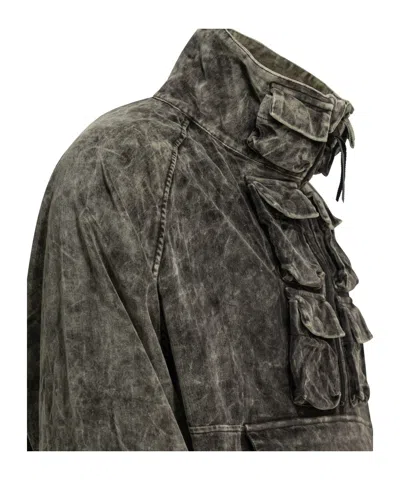 Kapital Multi-pocket Zip-up Jacket In Gray