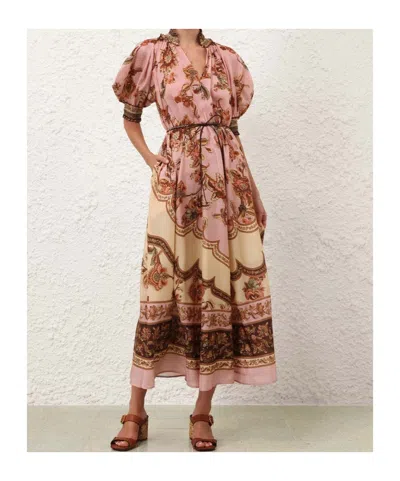 Zimmermann Womens Mauve Jacobean Aster Billow Silk Maxi Dress Xl In Multi