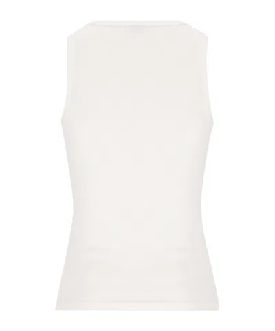 Burberry Ribbed-knit Tie-fastening Top In White