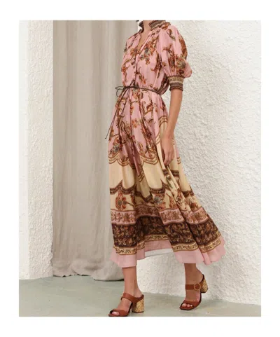 Zimmermann Womens Mauve Jacobean Aster Billow Silk Maxi Dress Xl In Multi