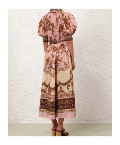 Zimmermann Womens Mauve Jacobean Aster Billow Silk Maxi Dress Xl In Multi