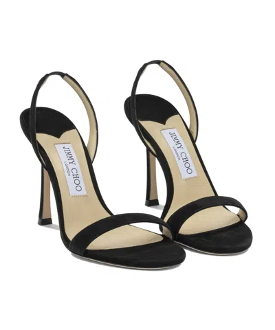 Jimmy Choo Jenn 85mm Suede Slingback Sandals In Black