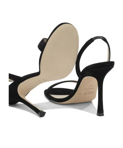 Jimmy Choo Jenn 85mm Suede Slingback Sandals In Black