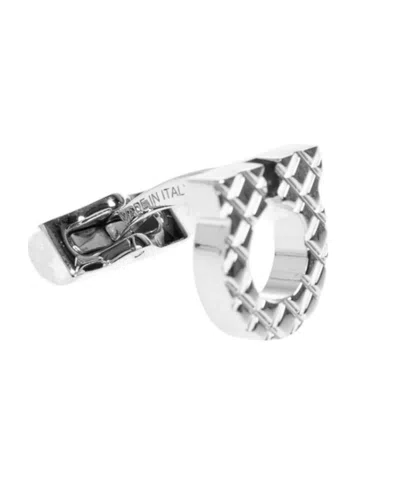 Ferragamo Gancini Diamond-patterned Cufflinks In Brown