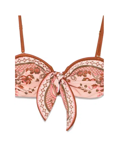 Zimmermann Womens Pink Paisley Floral Aster Scarf Tie Bikini Set Xs In Multi