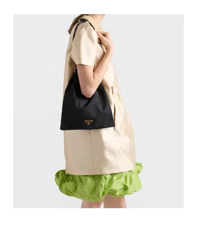 Prada Wish Re-nylon Drawstring Pouch In Black