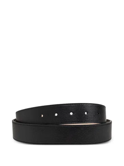 Bally Rectangular Buckle Leather Belt In Black