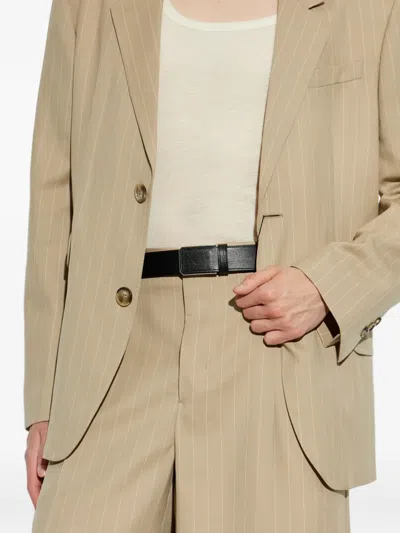 Bally Rectangular Buckle Leather Belt In Black