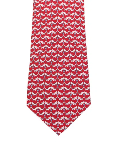 Ferragamo Fox-pattern Silk Tie In Red