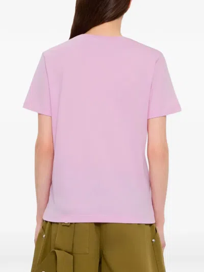 Msgm Beaded Lace-embroidered T-shirt In Pink