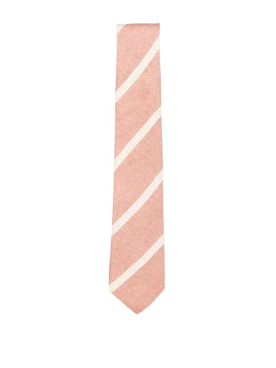 Gierre Milano Stripe-pattern Silk Tie In Pink
