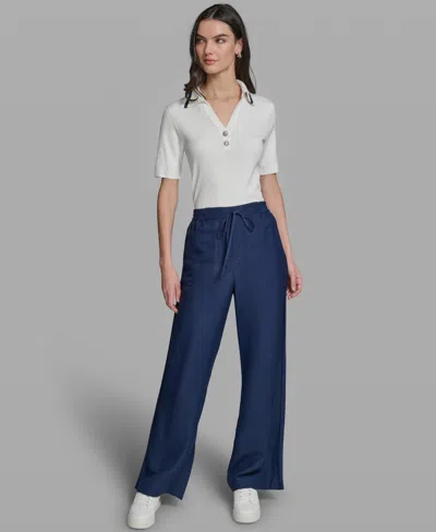 Karl Lagerfeld Petite Pull-on Pants In Blue