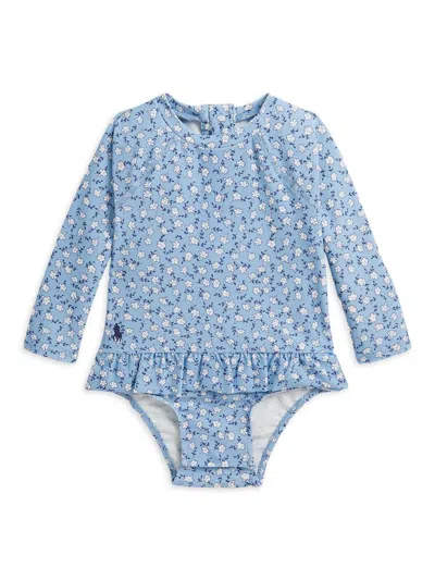 Polo Ralph Lauren Baby Girls' Floral Ruffled One-piece Rash Guard In ...