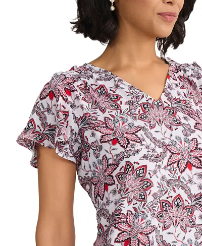 Jones New York Petite V-neck Pull-on Top In Multi