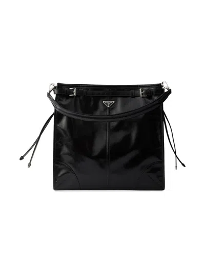 Prada Shoulder Bag Top Handle Smooth Finish In Black