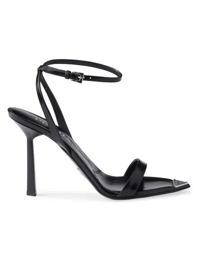 Prada Logo Detail Heeled Sandals In Black