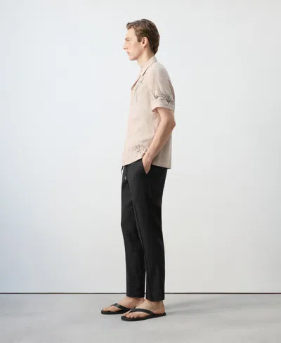 Mango Men's Drawstring Slim-fit Pants In Black