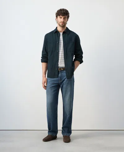 Mango Men's Pockets Overshirt In Blue