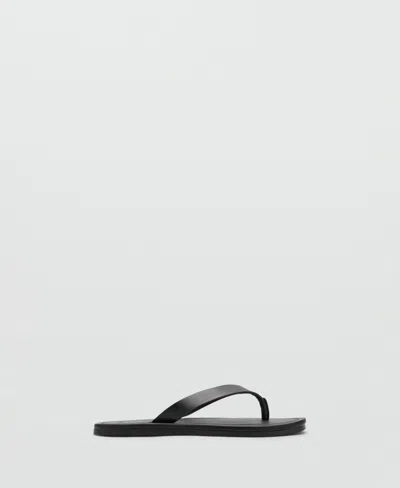 Mango Leather Straps Sandals In Black