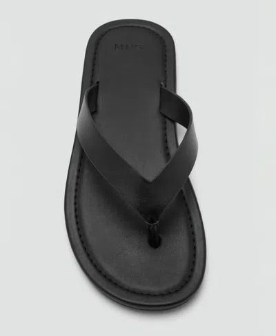 Mango Leather Straps Sandals In Black