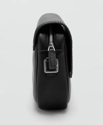 Mango Men's Leather Strap Bag In Black