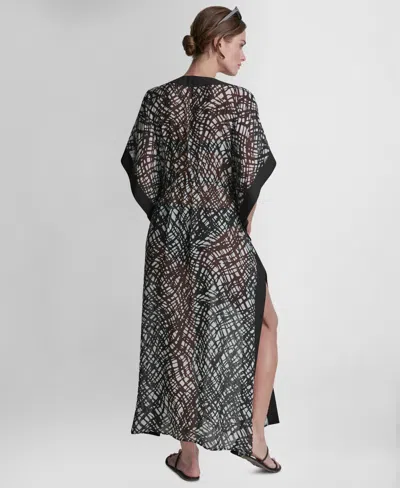 Dkny Leopard-print Kaftan In Black
