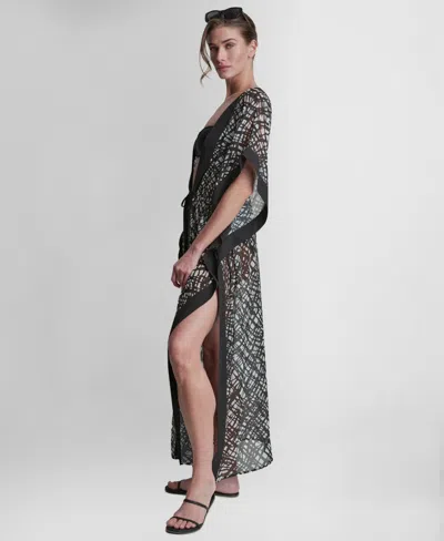 Dkny Leopard-print Kaftan In Black