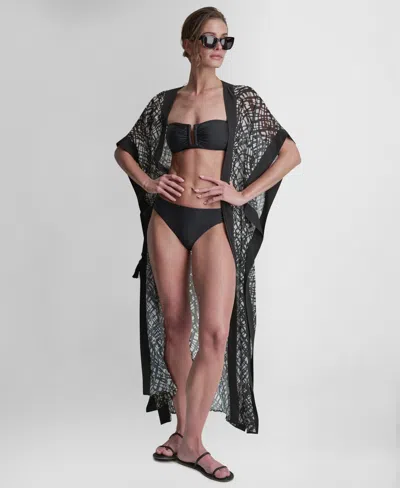 Dkny Leopard-print Kaftan In Black