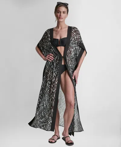 Dkny Leopard-print Kaftan In Black