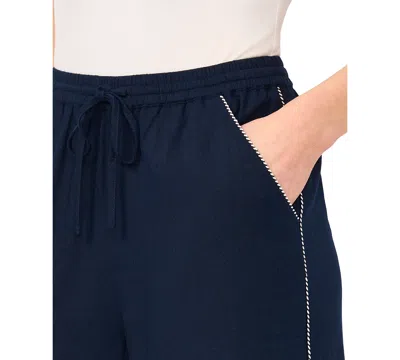 Cece Drawstring Whipstitched Pants In Blue