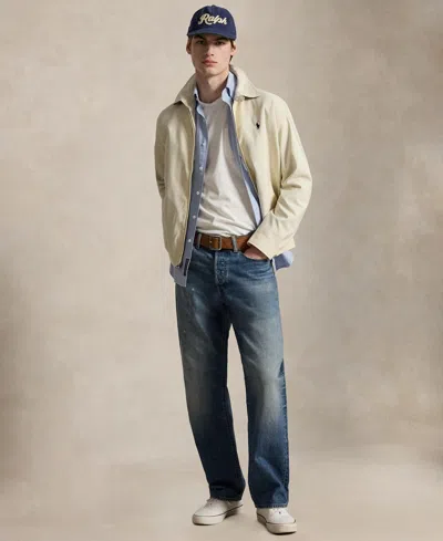 Polo Ralph Lauren Mens Khaki Uniform Bi-swing Brand-embroidered Regular-fit Woven Windbreaker Jacket Xxl In Gray