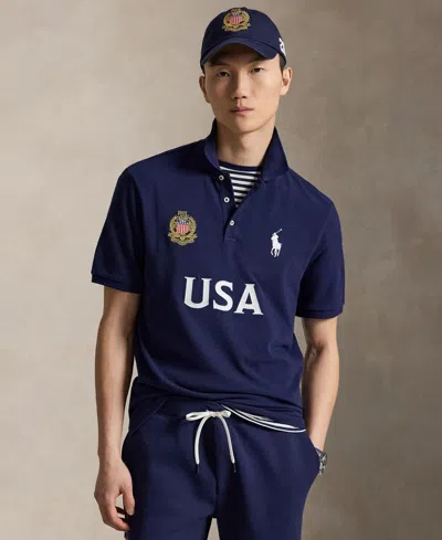 Polo Ralph Lauren Classic Fit Usa Polo Shirt In Newport Navy In Blue