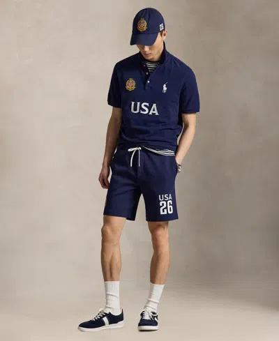 Polo Ralph Lauren Classic Fit Usa Polo Shirt In Newport Navy In Blue