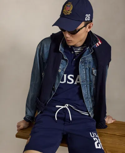 Polo Ralph Lauren Classic Fit Usa Polo Shirt In Newport Navy In Blue