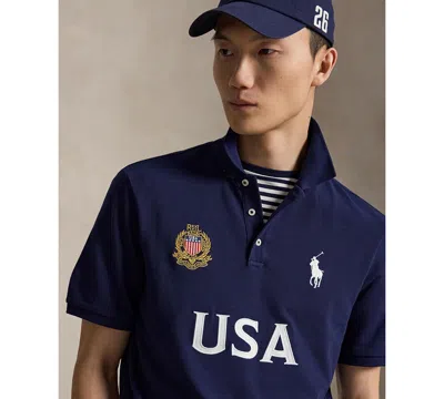 Polo Ralph Lauren Classic Fit Usa Polo Shirt In Newport Navy In Blue