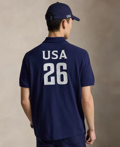 Polo Ralph Lauren Classic Fit Usa Polo Shirt In Newport Navy In Blue