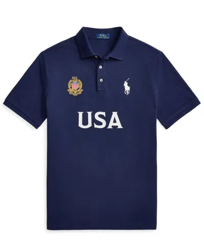 Polo Ralph Lauren Classic Fit Usa Polo Shirt In Newport Navy In Blue