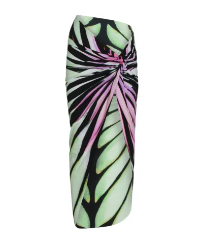 Roberto Cavalli Ray Of Sea Butterfly-print Knot-detail Sarong In Black