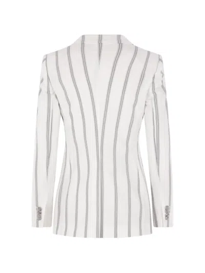 Tagliatore Stripe-pattern Double-breasted Jacket In Multi