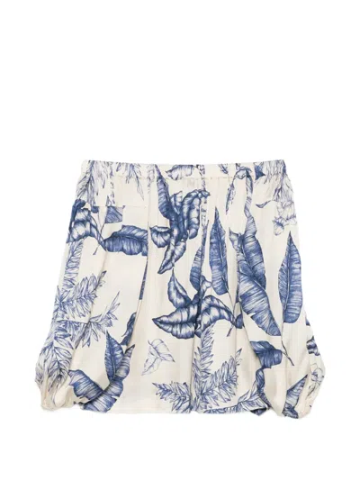 Clips Off-the-shoulder Top With Leaf Print In Multi