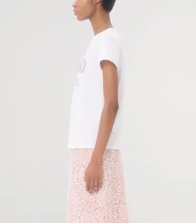 Valentino Womens Bianco Text-print Round-neck Cotton T-shirt In White