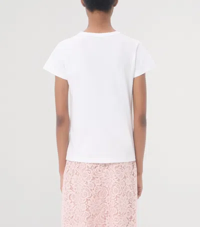 Valentino Womens Bianco Text-print Round-neck Cotton T-shirt In White
